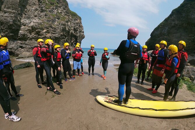 2-Hour Coasteering Adventure Near Bude - Getting kitted up for sea, not comfort theater