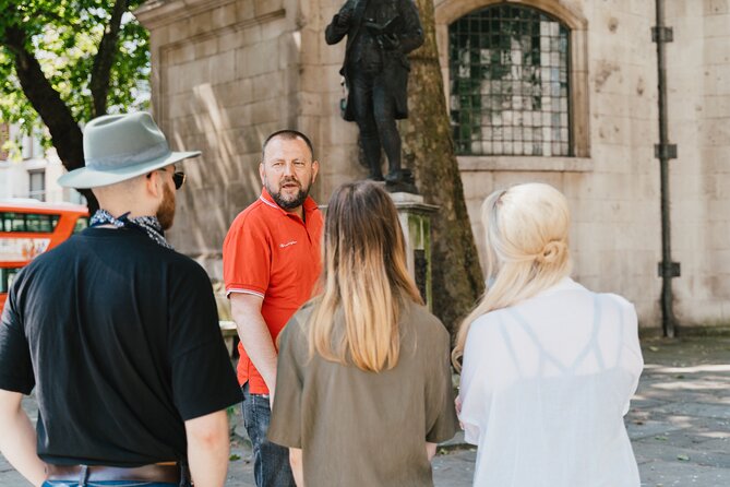 City of London Historic Walking Tour (With Rooftop Visit<em>) – Key things that make this tour work well’ /></p>
<ul>
<li><strong>A local guide who mixes stories with laughs</strong> so the walk stays fun, not lecturish</li>
<li><strong>City highlights in 3 hours</strong> with a smart route that links churches, law, markets, and the Thames</li>
<li><strong>Temple Bar and the City boundary story</strong> gives context fast, especially if you are new to London</li>
<li><strong>Bank of England vaults and the gold-bar detail</strong> make finance feel real, not abstract</li>
<li><strong>Tower Bridge and the Shard from the river angle</strong> helps you understand how London grew vertically</li>
<li><strong>Garden at 120 rooftop</strong> on Sundays and Mondays for a skyline payoff, with possible waiting at busy times</li>
</ul>
<div class="twil" style="margin: 20px 0; padding: 15px 0;"><p>More on foot, at a pace you can hear the guide</p><ul style="margin: 10px 0; padding-left: 0; list-style: none;"><li style="margin: 6px 0; line-height: 1.4;"><a href="https://englandinsider.com/tour-for-muggles-the-ultimate-harry-potter-walking-tour-in-london/">Tour for Muggles The Ultimate Harry Potter Walking Tour in London</a><span style="margin-left: 8px; font-size: 0.82em; color: #555; white-space: nowrap;"><span style="color: #8c1d2b;">★</span> 5.0 &middot; 4,684 reviews</span></li><li style="margin: 6px 0; line-height: 1.4;"><a href="https://englandinsider.com/london-jack-the-ripper-guided-walking-tour/">London Jack The Ripper Guided Walking Tour</a><span style="margin-left: 8px; font-size: 0.82em; color: #555; white-space: nowrap;"><span style="color: #8c1d2b;">★</span> 5.0 &middot; 3,131 reviews</span></li><li style="margin: 6px 0; line-height: 1.4;"><a href="https://englandinsider.com/changing-of-the-guard-guided-walking-tour-in-london/">Changing of the Guard Guided Walking Tour in London</a><span style="margin-left: 8px; font-size: 0.82em; color: #555; white-space: nowrap;"><span style="color: #8c1d2b;">★</span> 5.0 &middot; 1,793 reviews</span></li><li style="margin: 6px 0; line-height: 1.4;"><a href="https://englandinsider.com/the-great-british-rock-and-roll-walking-tour/">The Great British Rock and Roll Walking Tour</a><span style="margin-left: 8px; font-size: 0.82em; color: #555; white-space: nowrap;"><span style="color: #8c1d2b;">★</span> 5.0 &middot; 1,371 reviews</span></li></ul></div><h2 id="city-of-london-in-three-hours-plus-a-rooftop-skyline">City of London in Three Hours, plus a Rooftop Skyline</h2>
<p>) – City of London in Three Hours, plus a Rooftop Skyline’ /><br />
This tour is built for short attention spans, in the best way. You cover a concentrated slice of central London, where Roman-era street logic still influences what you walk past today, and you end with a rooftop view that makes the whole day feel like it snapped into focus.</p>
<p><p>The route moves from west of the City toward the Thames, so you get changing textures: quieter church courtyards, big institutional buildings, and then the big-sky riverfront views. If your group likes getting a lot done without rushing through everything, this format hits a sweet spot.</p>
</p>
<p><p>The rooftop add-on is the main reason to circle this specific tour. On Sundays and Mondays only, you visit <strong>Garden at 120</strong> for skyline views, and the tour notes that at busy times there may be a short wait to access the garden.</p>
</p>
<h2 id="price-and-what-you-actually-get-for-49">Price and what you actually get for $49</h2>
<p><img width="669" height="446" decoding="async" src=