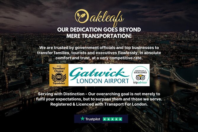 Gatwick Airport - To & From Central London - Private Transfer - Key Highlights at a Glance