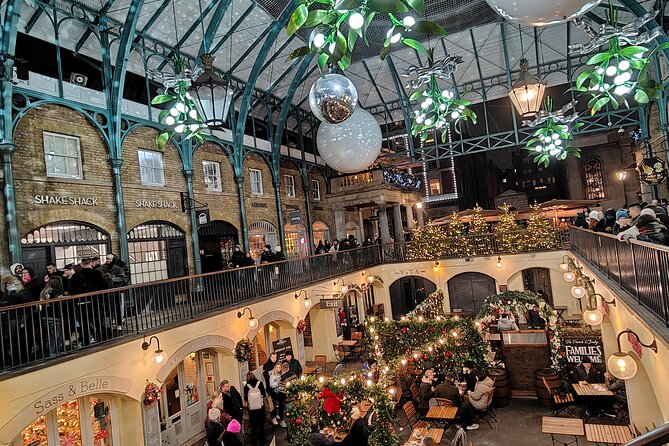 London Christmas Sparkle Private Walking Tour - Piccadilly Circus, Leicester Square, and Seven Dials: theater world Christmas energy