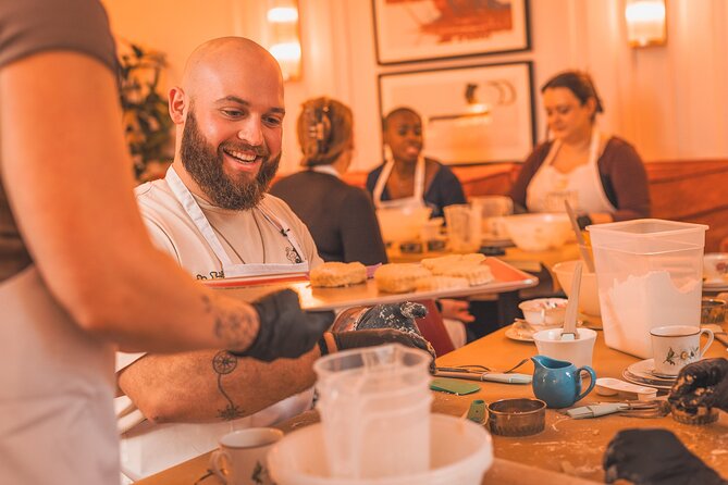 London Traditional English Scone Making and Tea Workshop - The first 15 minutes: aprons on, scone history, then hands to dough