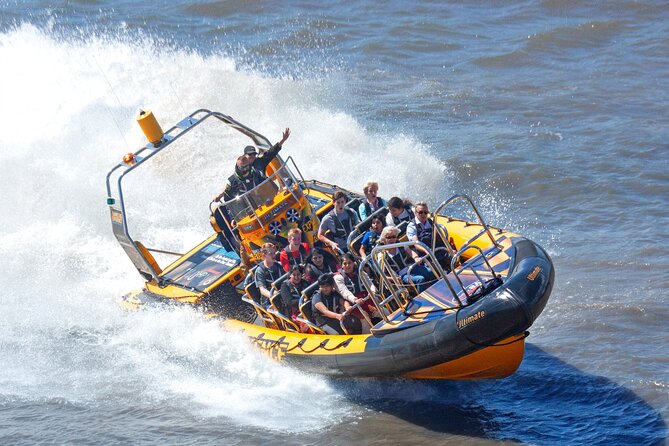 PRIVATE HIRE SPEEDBOAT 'THAMES BARRIER EXPERIENCE - 70 minutes from Embankment - Safety Gear, Ponchos, and Comfort on a Fast, Windy River